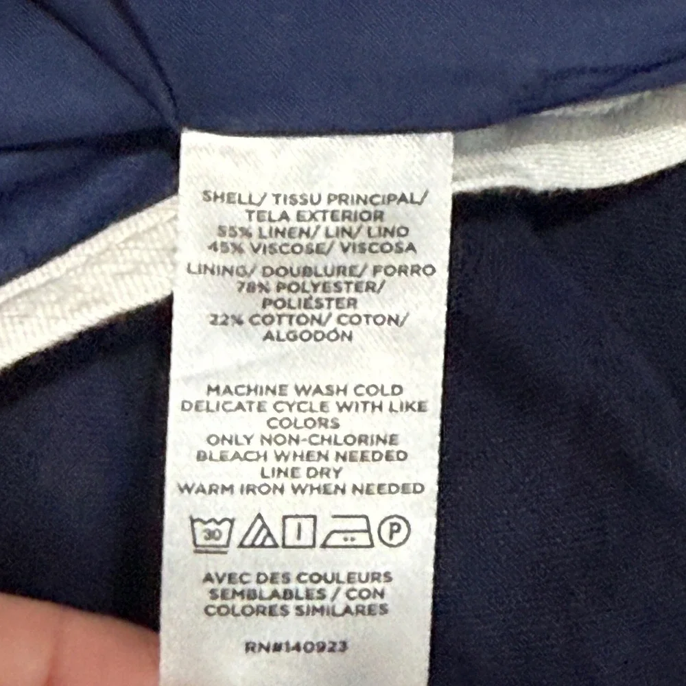 LOFT Navy Linen Blend Nautical Faux‎ Wrap Mini Skirt Womens sz 12 preppy Retro